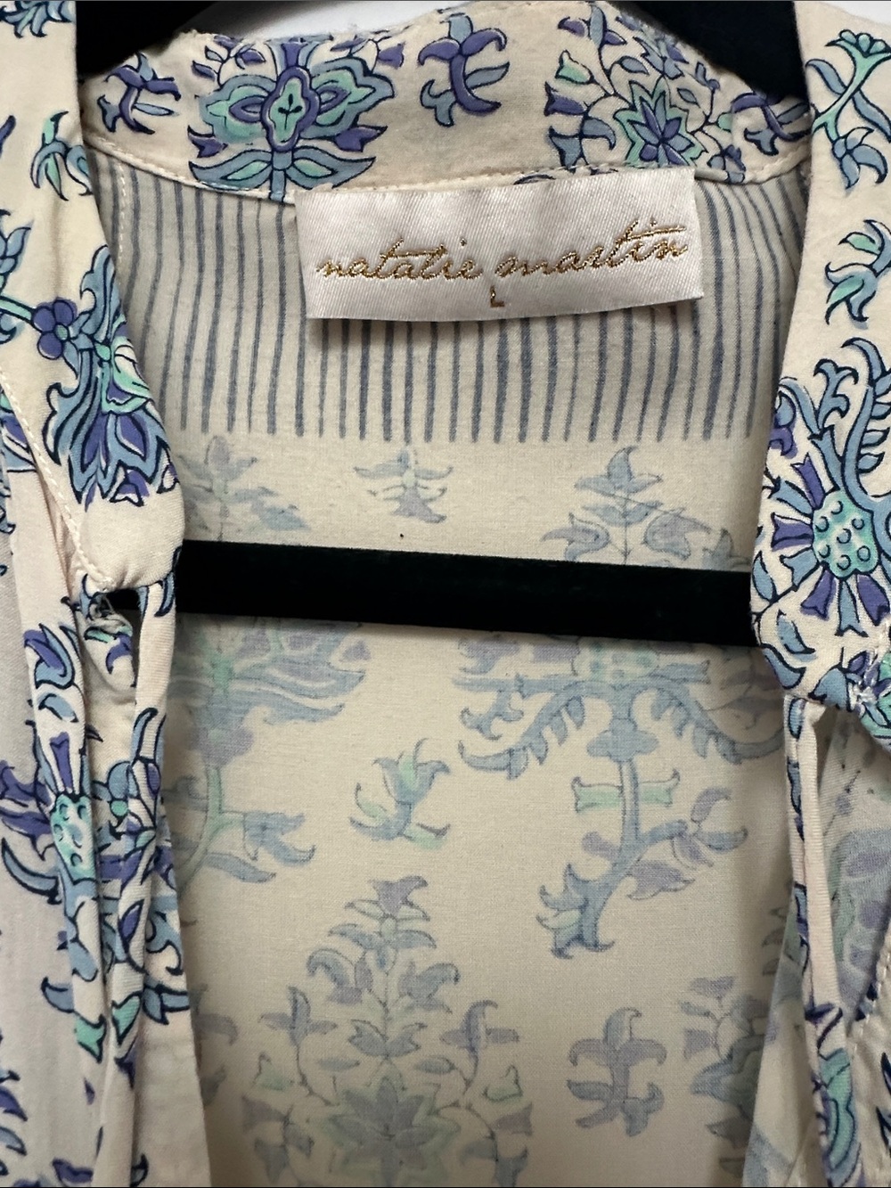 Natalie Martin Cream Maxi Dress with Blue Floral Print - Picture 3 of 4